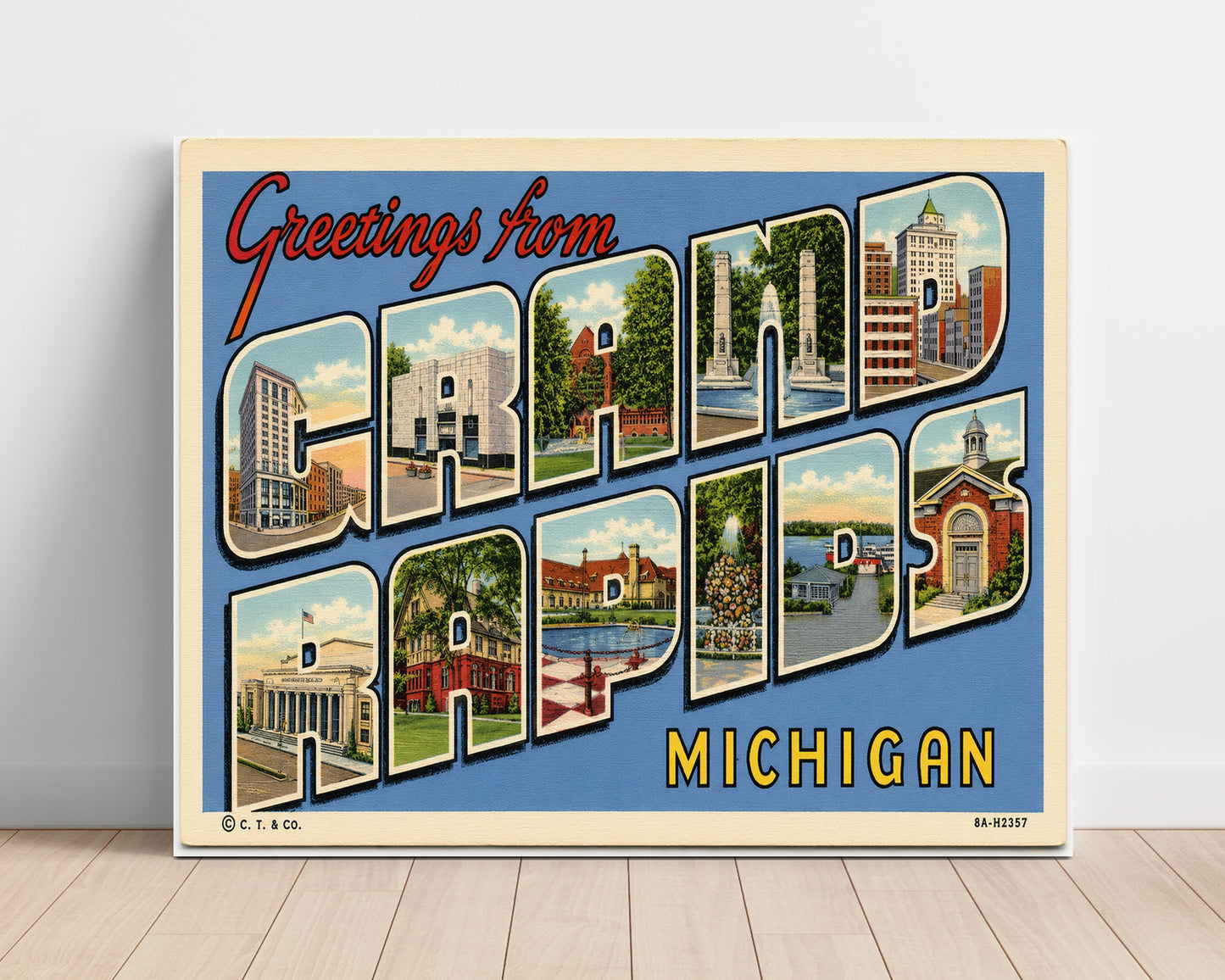 Grand Rapids, Michigan Vintage Postcard - Vintage American Wall Art Unframed 8x10 in Plastic Sleeve wall art print – unframed decor