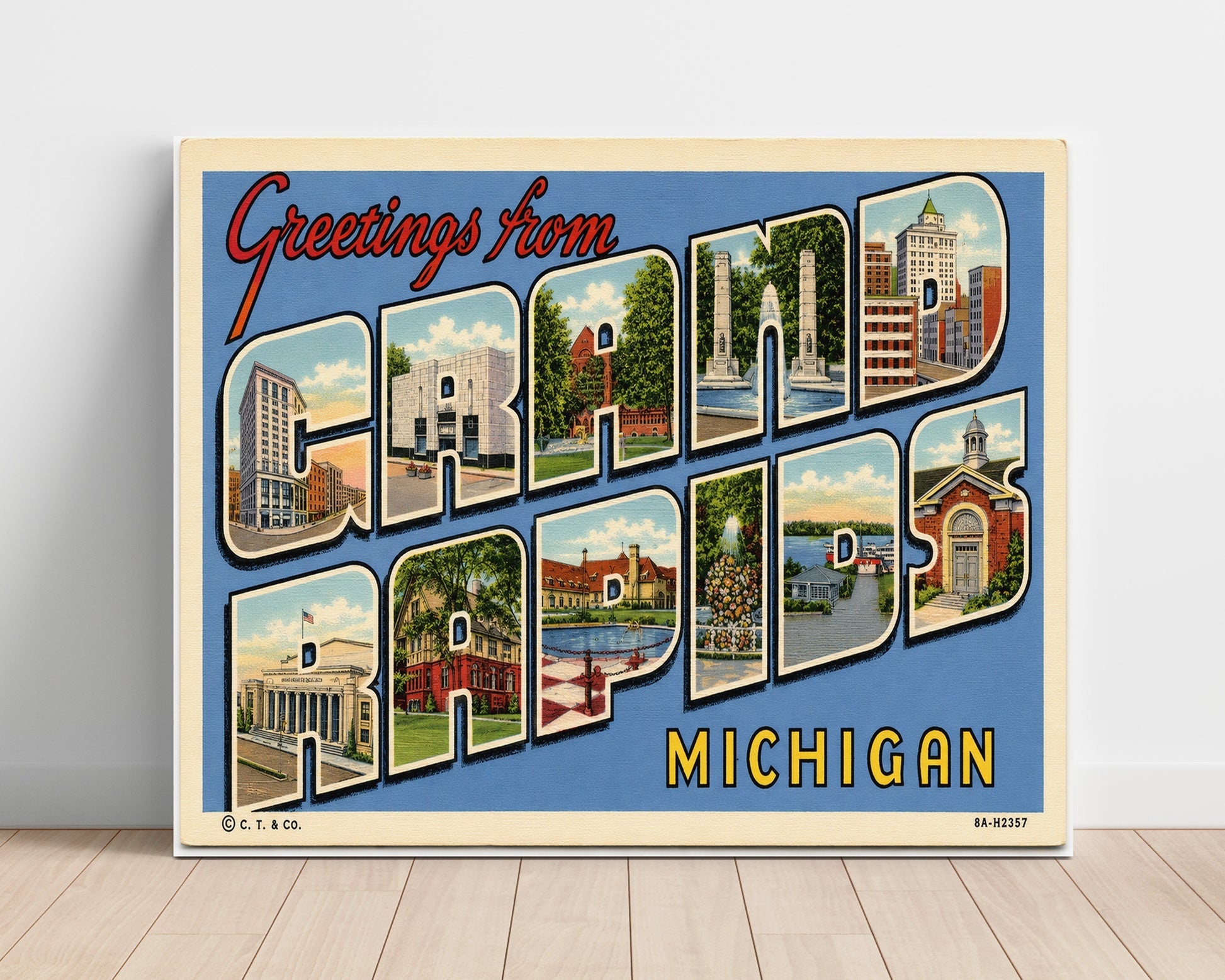 Grand Rapids, Michigan Vintage Postcard - Vintage American Wall Art Unframed 8x10 in Plastic Sleeve wall art print – unframed decor