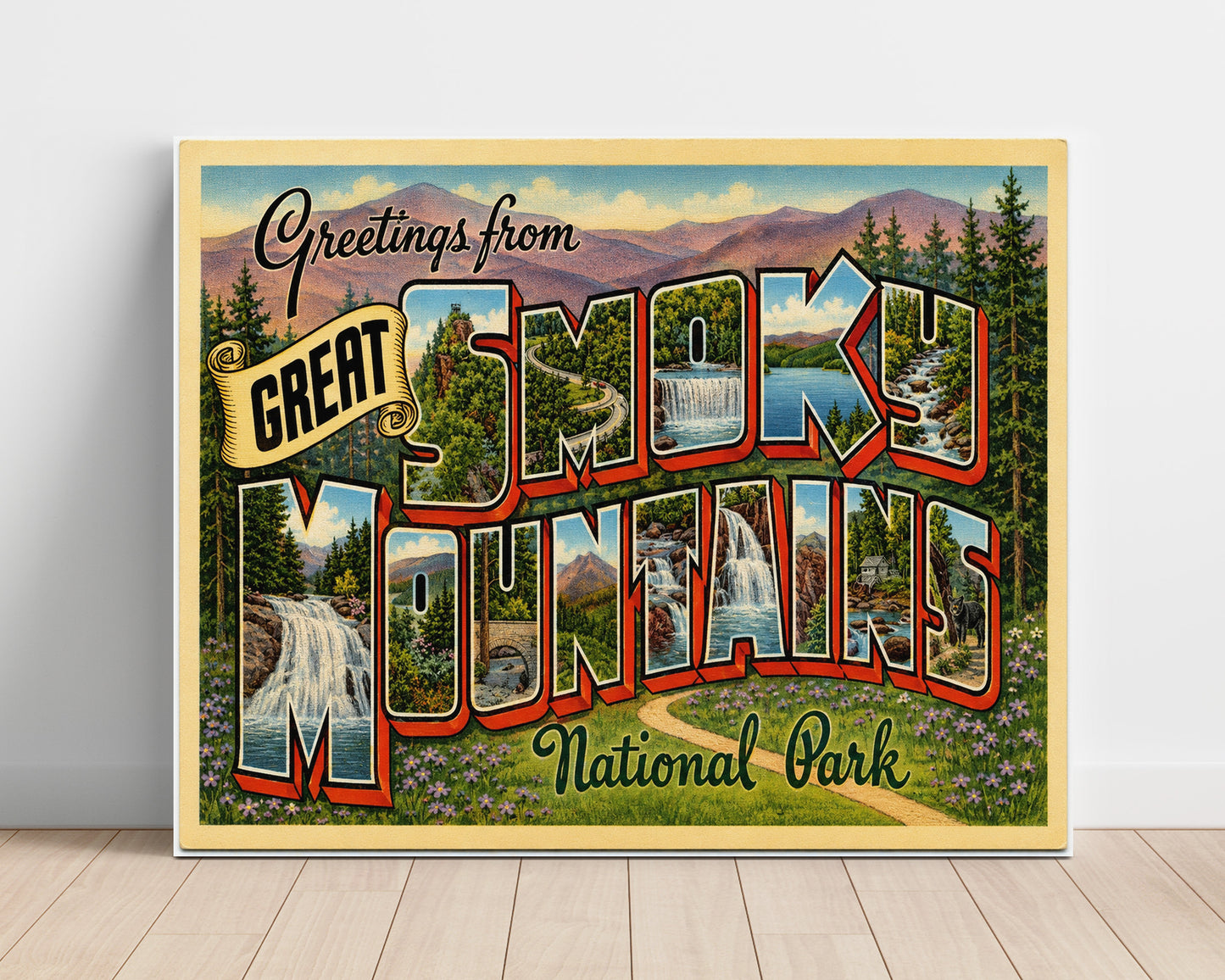 Greetings from Great Smoky Mountains National Park 8x10 Unframed Print vintage postcard wall art