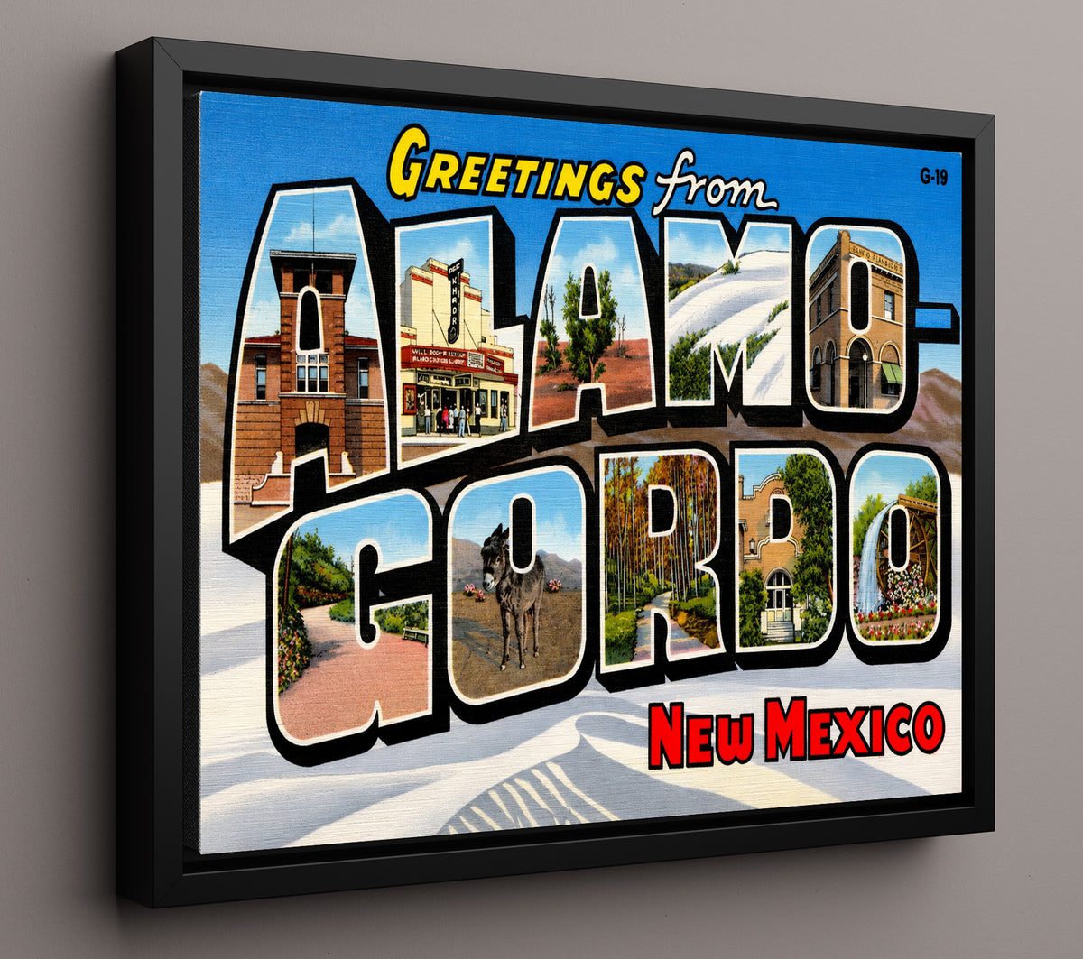 Greetings from Alamogordo, New Mexico 8x10 Framed Canvas vintage postcard wall art