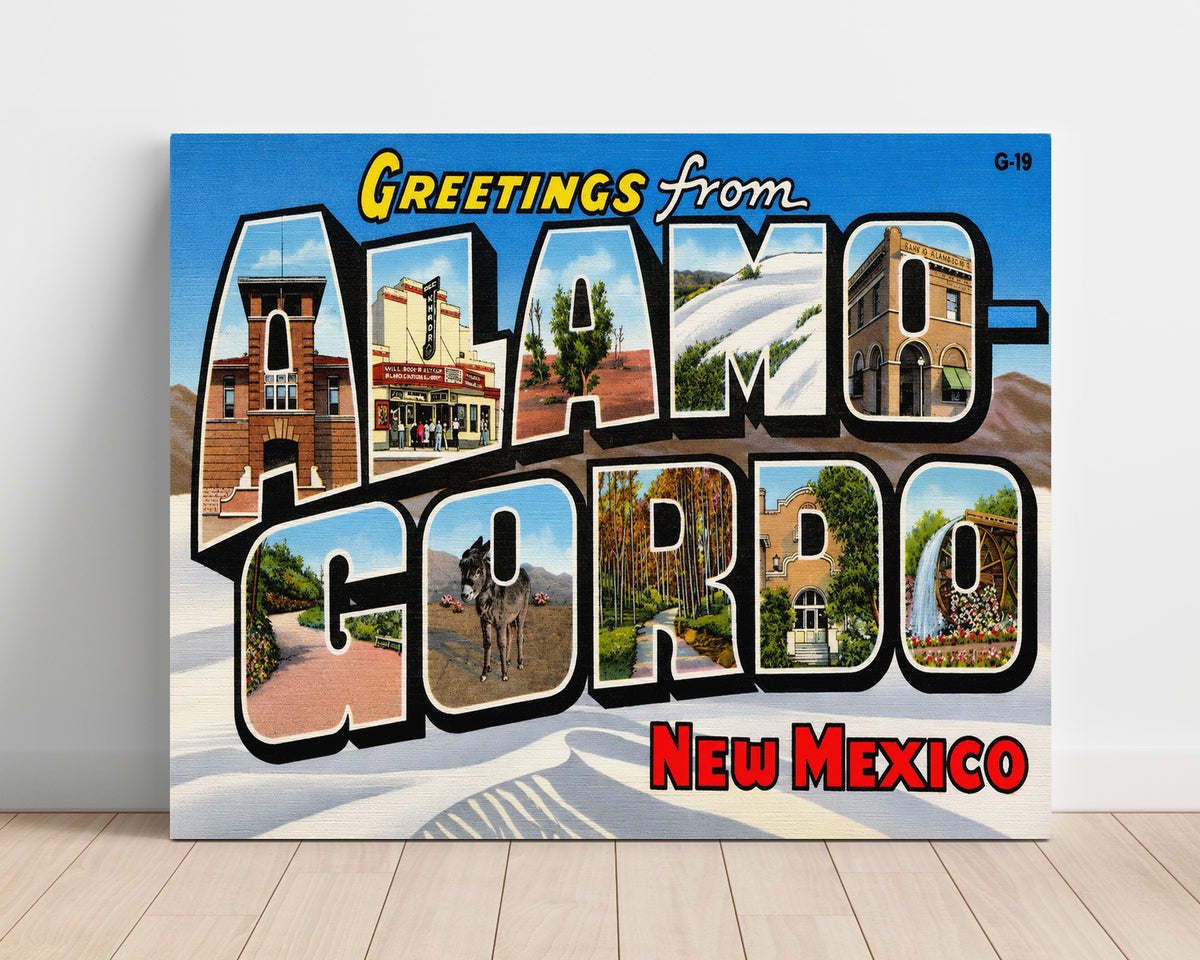 Greetings from Alamogordo, New Mexico 8x10 Unframed Print vintage postcard wall art