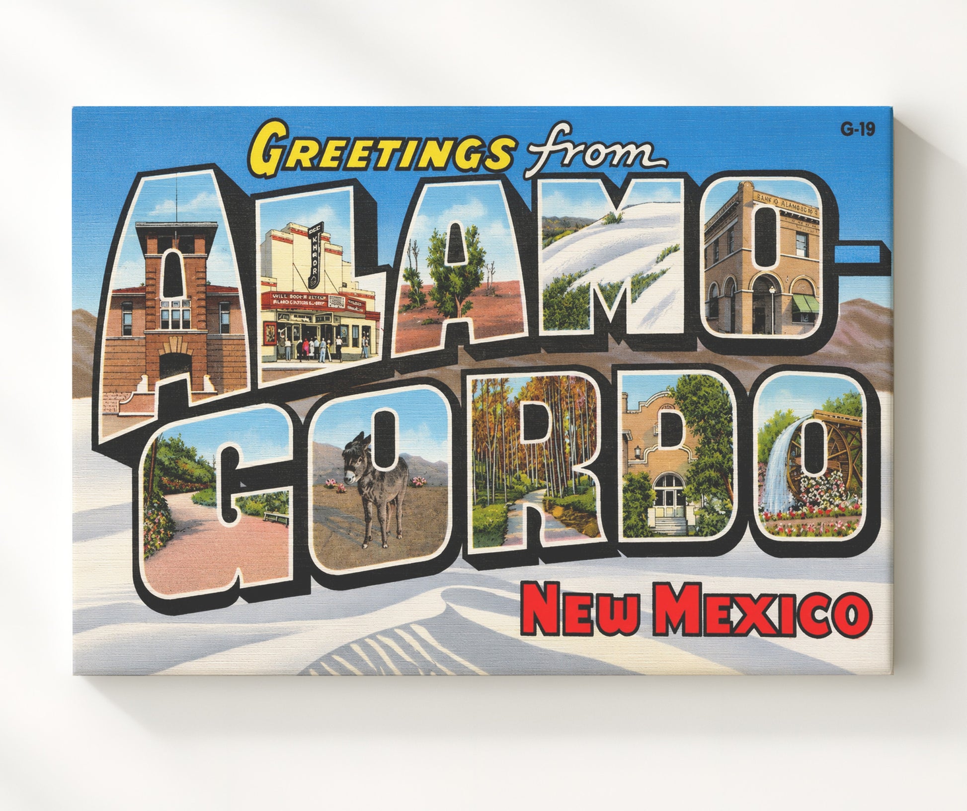 Greetings from Alamogordo, New Mexico 8x10 Canvas vintage postcard wall art