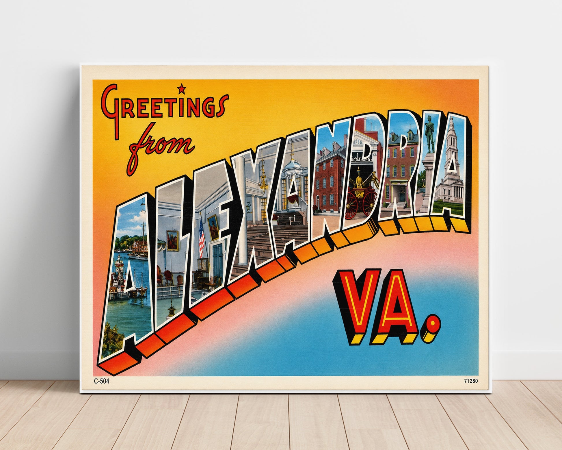 Greetings from Alexandria, Virginia 8x10 Unframed Print vintage postcard wall art