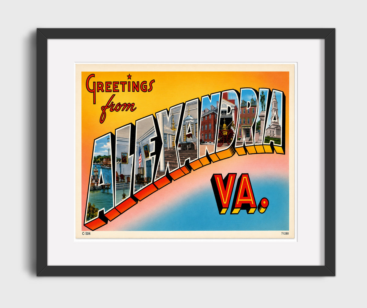 Greetings from Alexandria, Virginia 16x20 Gallery Frame vintage postcard wall art