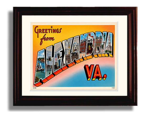 Greetings from Alexandria, Virginia 8x10 Beveled Frame vintage postcard wall art