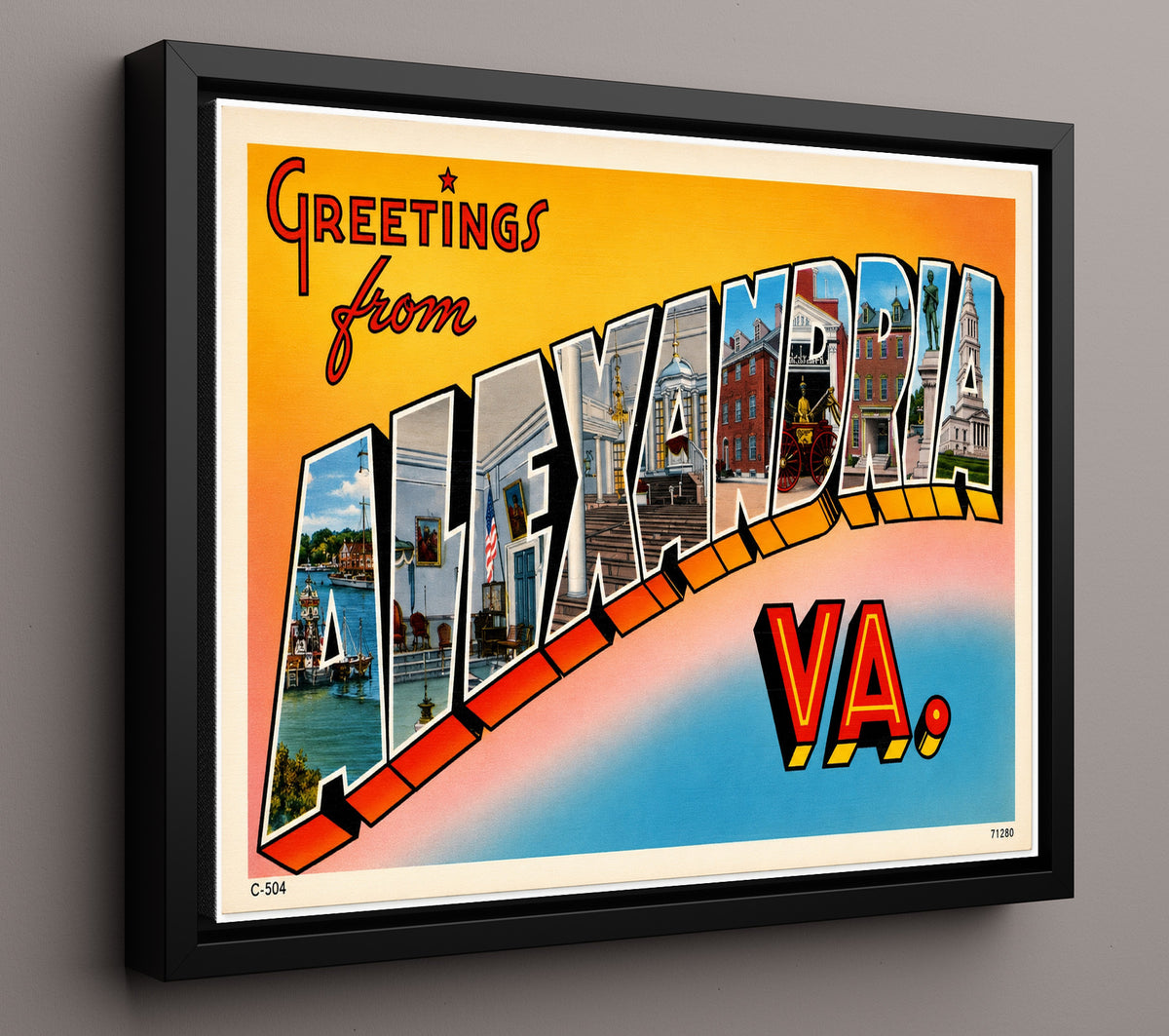 Greetings from Alexandria, Virginia 8x10 Framed Canvas vintage postcard wall art