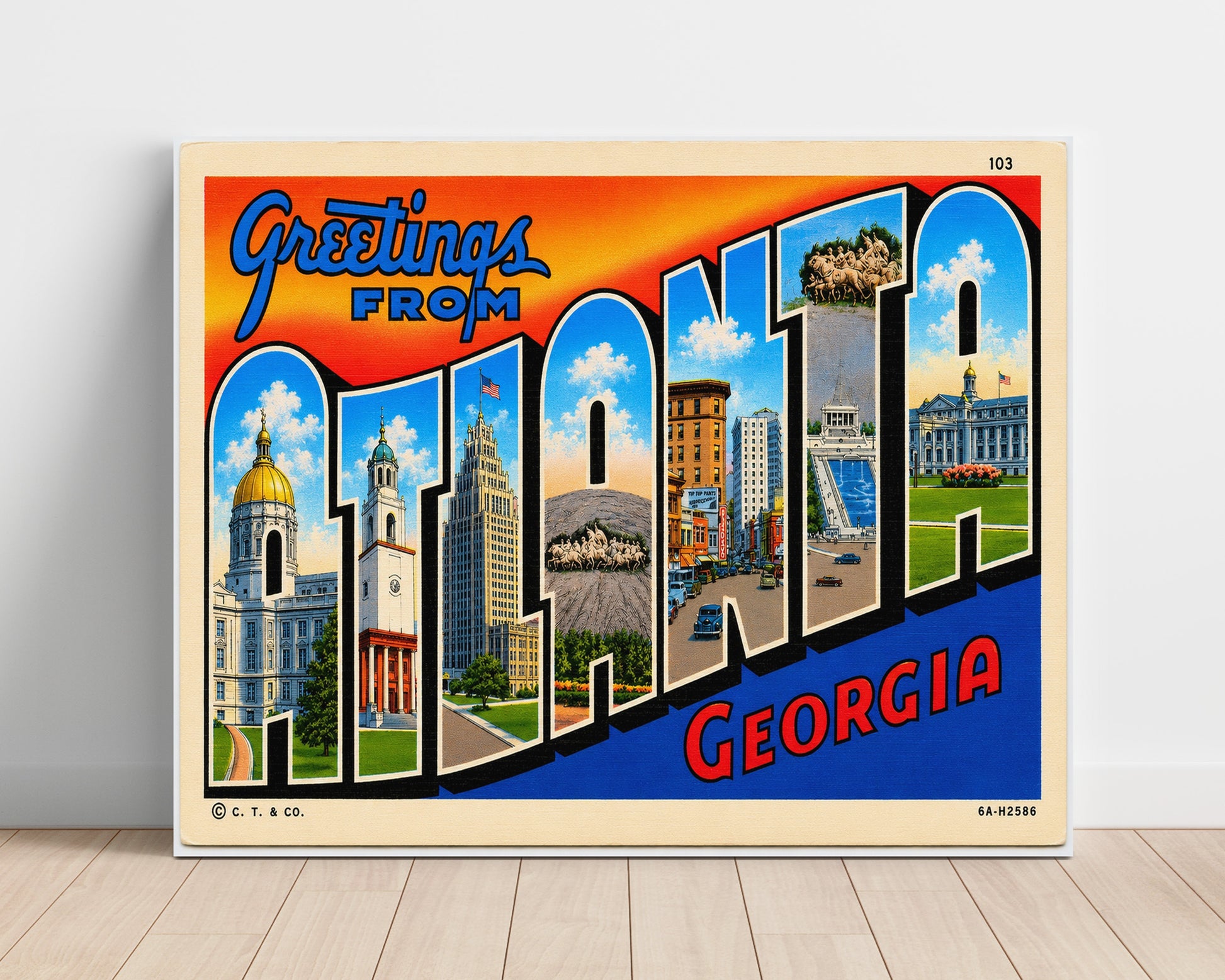 Greetings from Atlanta, Georgia 8x10 Unframed Print vintage postcard wall art