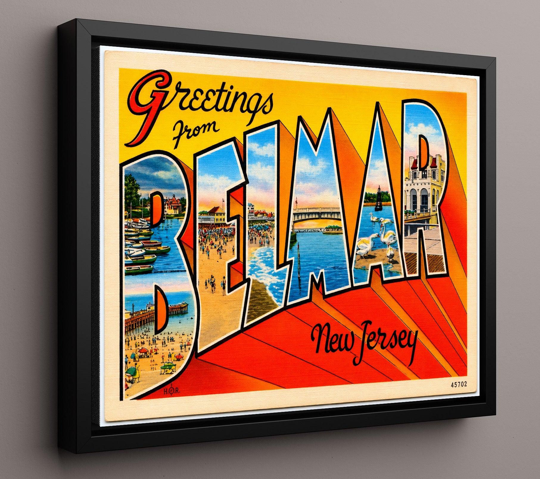 Greetings from Bermuda Islands 8x10 Framed Canvas vintage postcard wall art