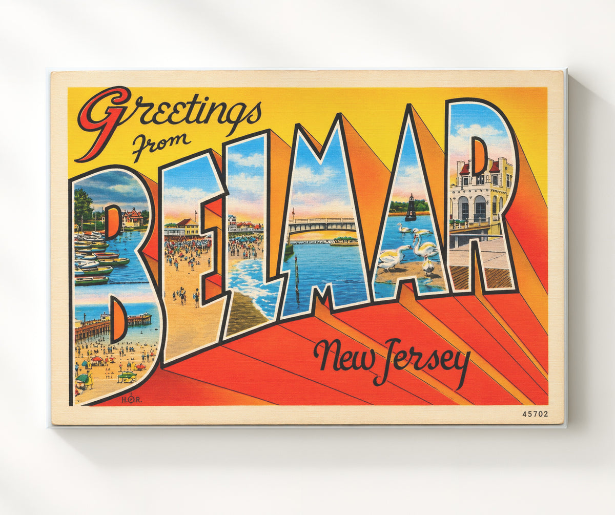 Greetings from Bermuda Islands 8x10 Canvas vintage postcard wall art