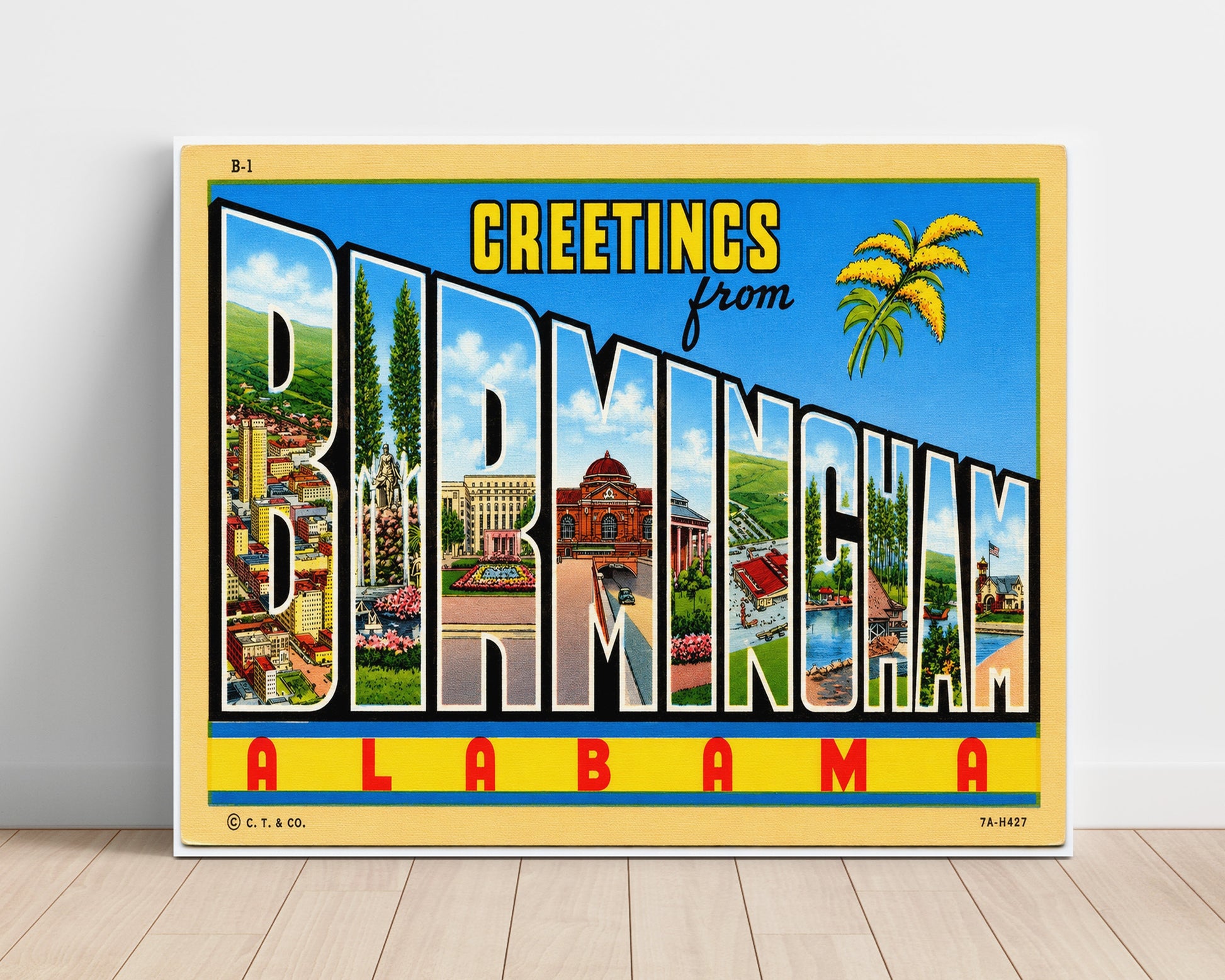 Greetings from Birmingham, Alabama 8x10 Unframed Print vintage postcard wall art