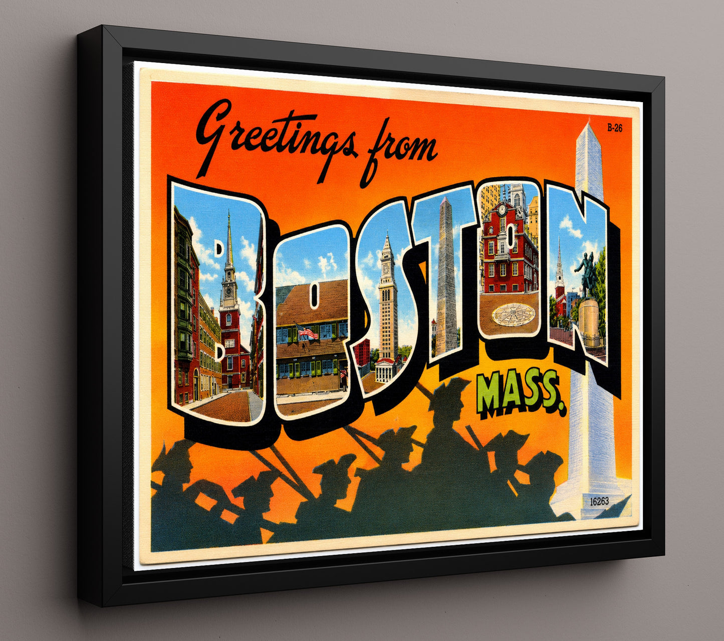 Greetings from Boston, Massachusetts 8x10 Framed Canvas vintage postcard wall art
