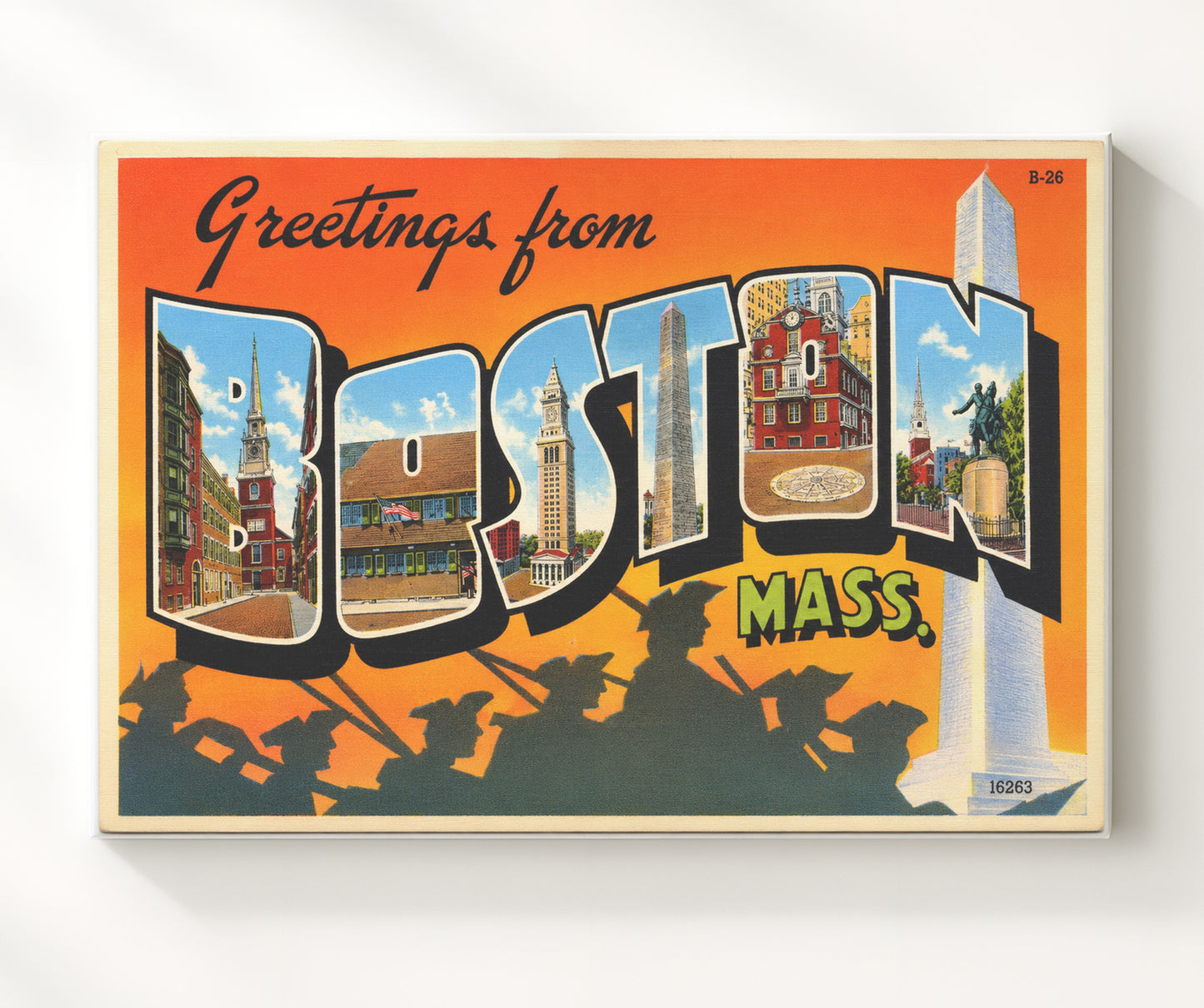 Greetings From Boston, Massachusetts Vintage Postcard - Vintage American Wall Art 16x20 Canvas Wall Art wall art print – canvas decor