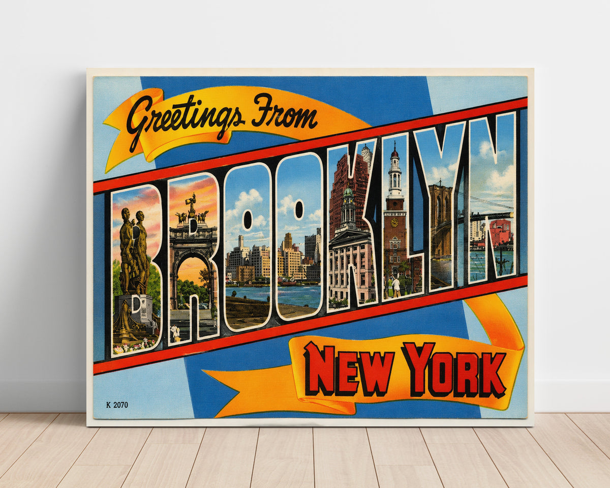 Greetings from Brooklyn, New York 8x10 Unframed Print vintage postcard wall art