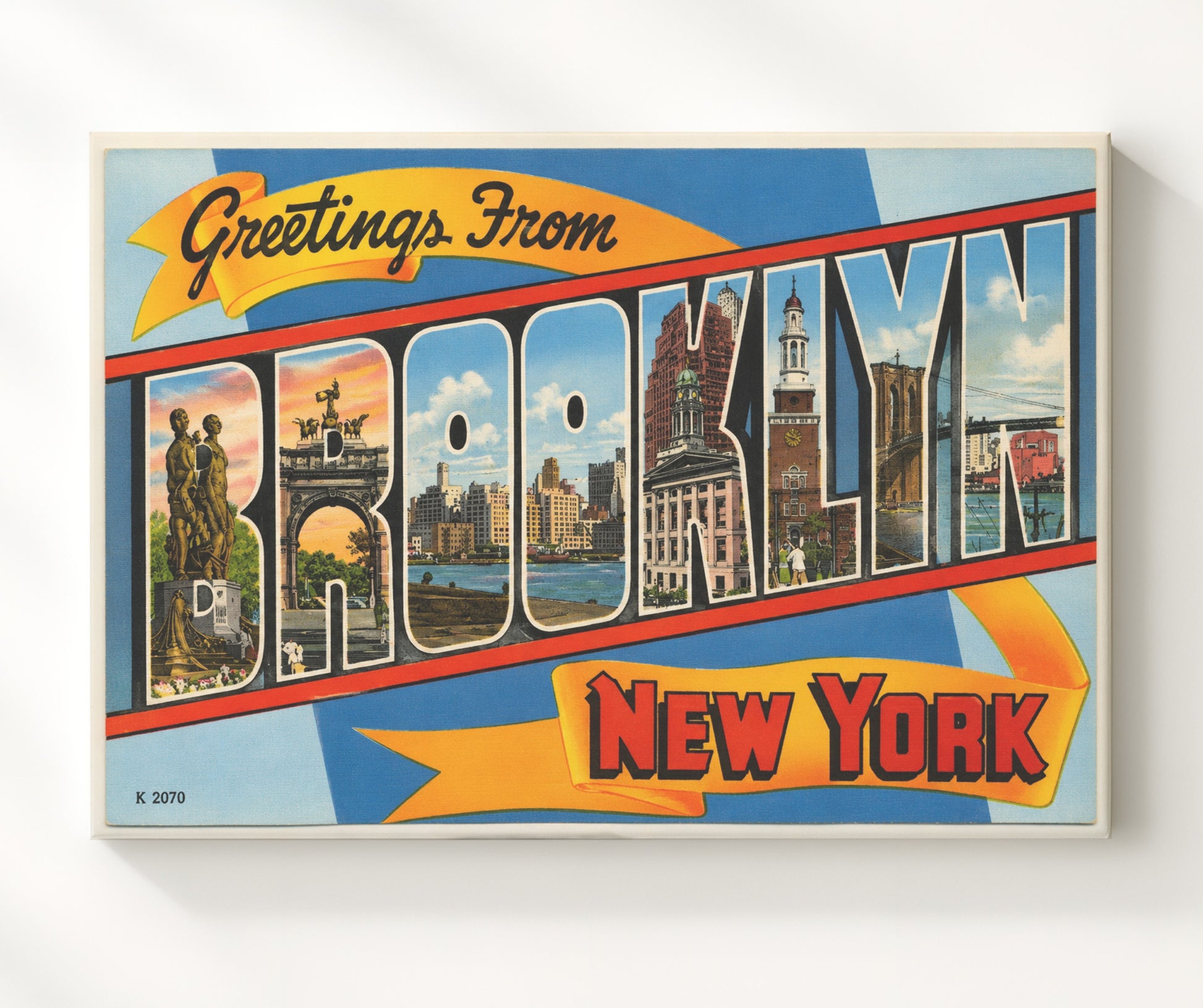 Greetings from Brooklyn, New York 8x10 Canvas vintage postcard wall art