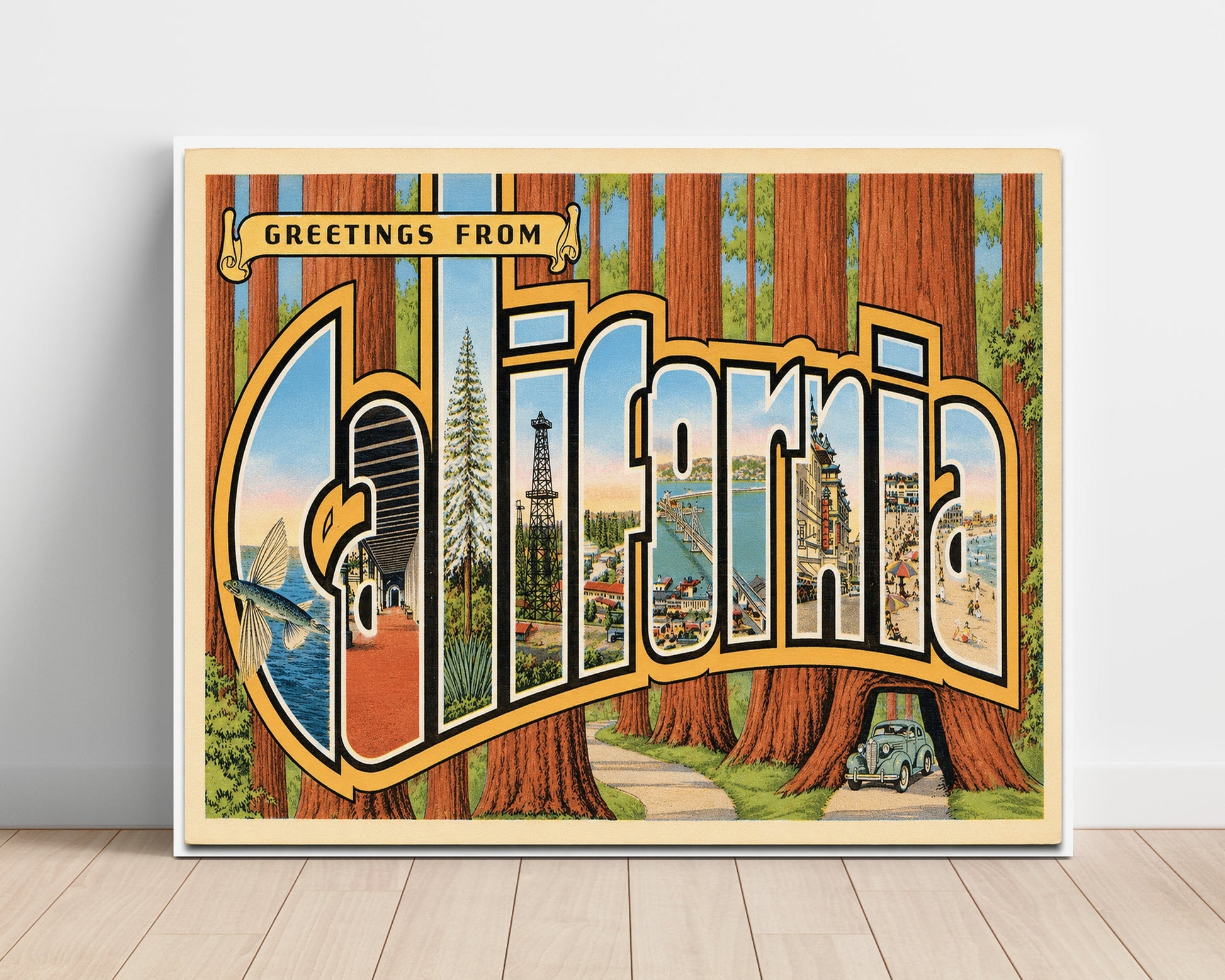 Greetings from California Redwoods 8x10 Unframed Print vintage postcard wall art