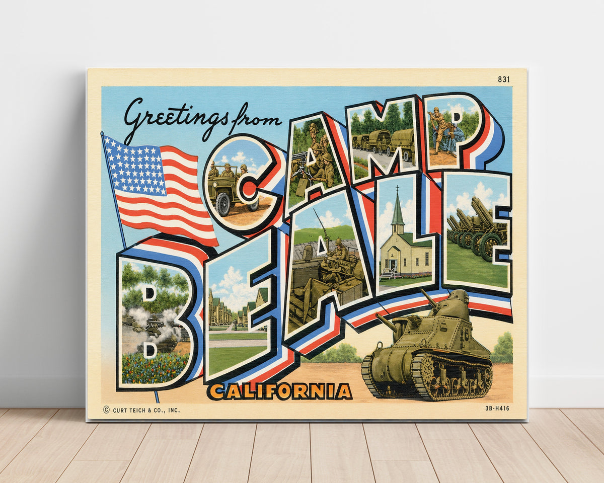 Greetings from Camp Beale, California 8x10 Unframed Print vintage postcard wall art