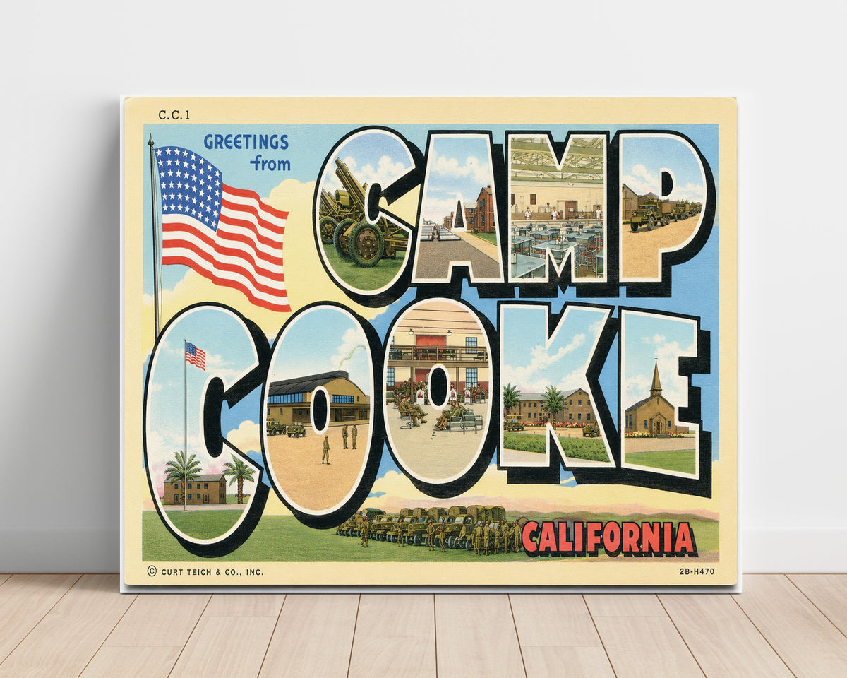 Greetings from Camp Cooke, California 8x10 Unframed Print vintage postcard wall art