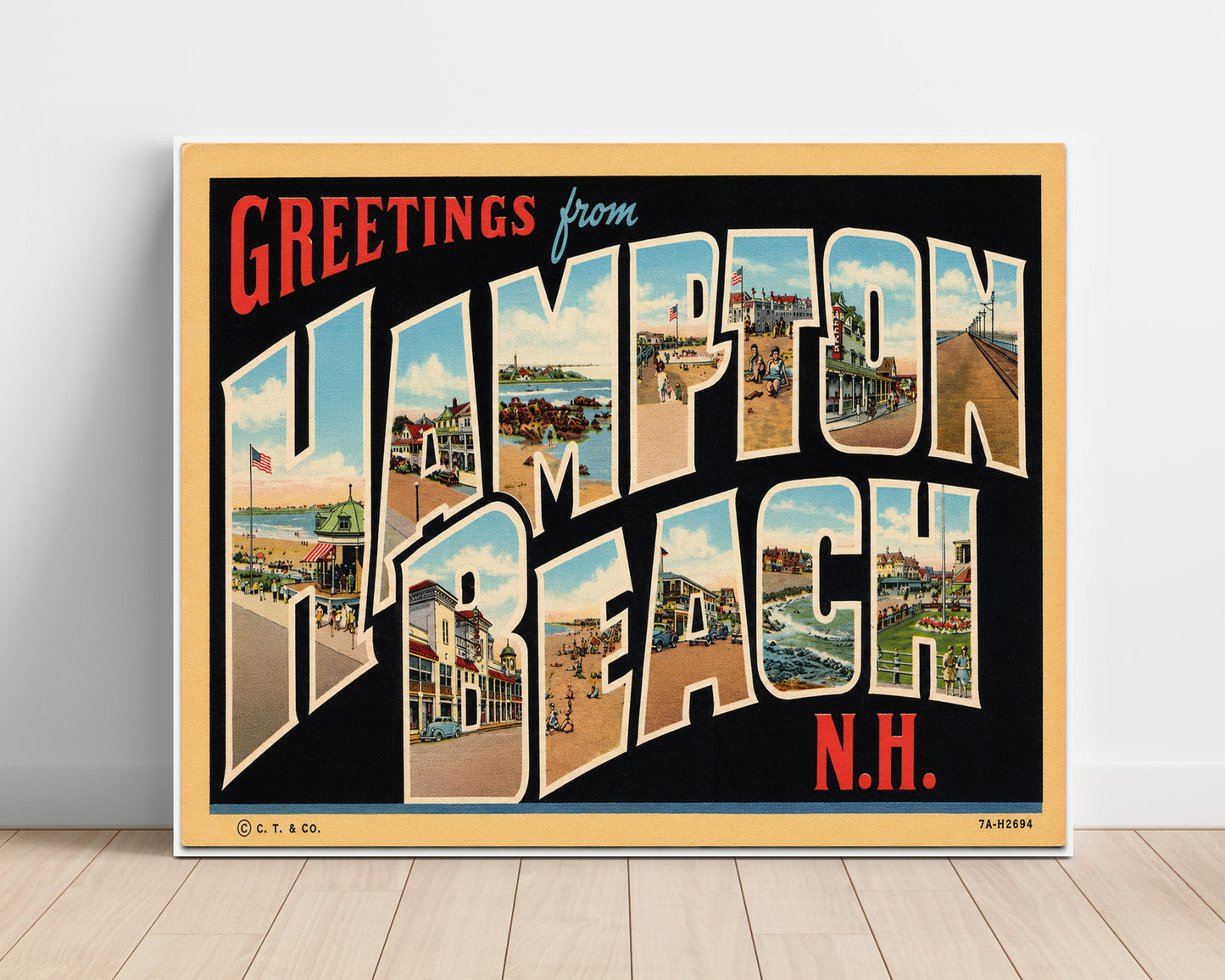 Hampton Beach, New Hampshire Vintage Postcard - Vintage American Wall Art Unframed 8x10 in Plastic Sleeve wall art print – unframed decor