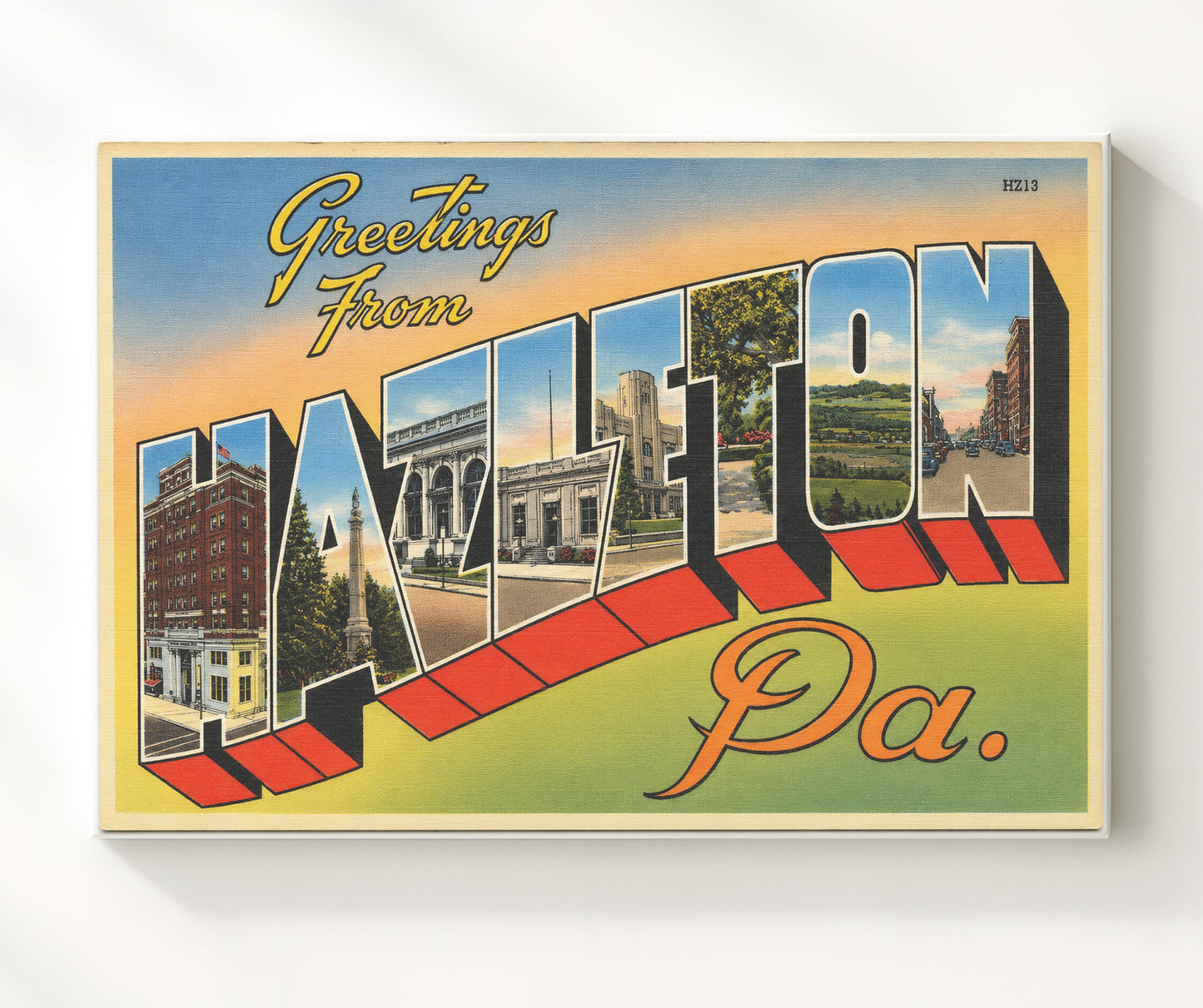 Hazleton, Pennsylvania Vintage Postcard - Vintage American Wall Art 16x20 Canvas Wall Art wall art print – canvas decor