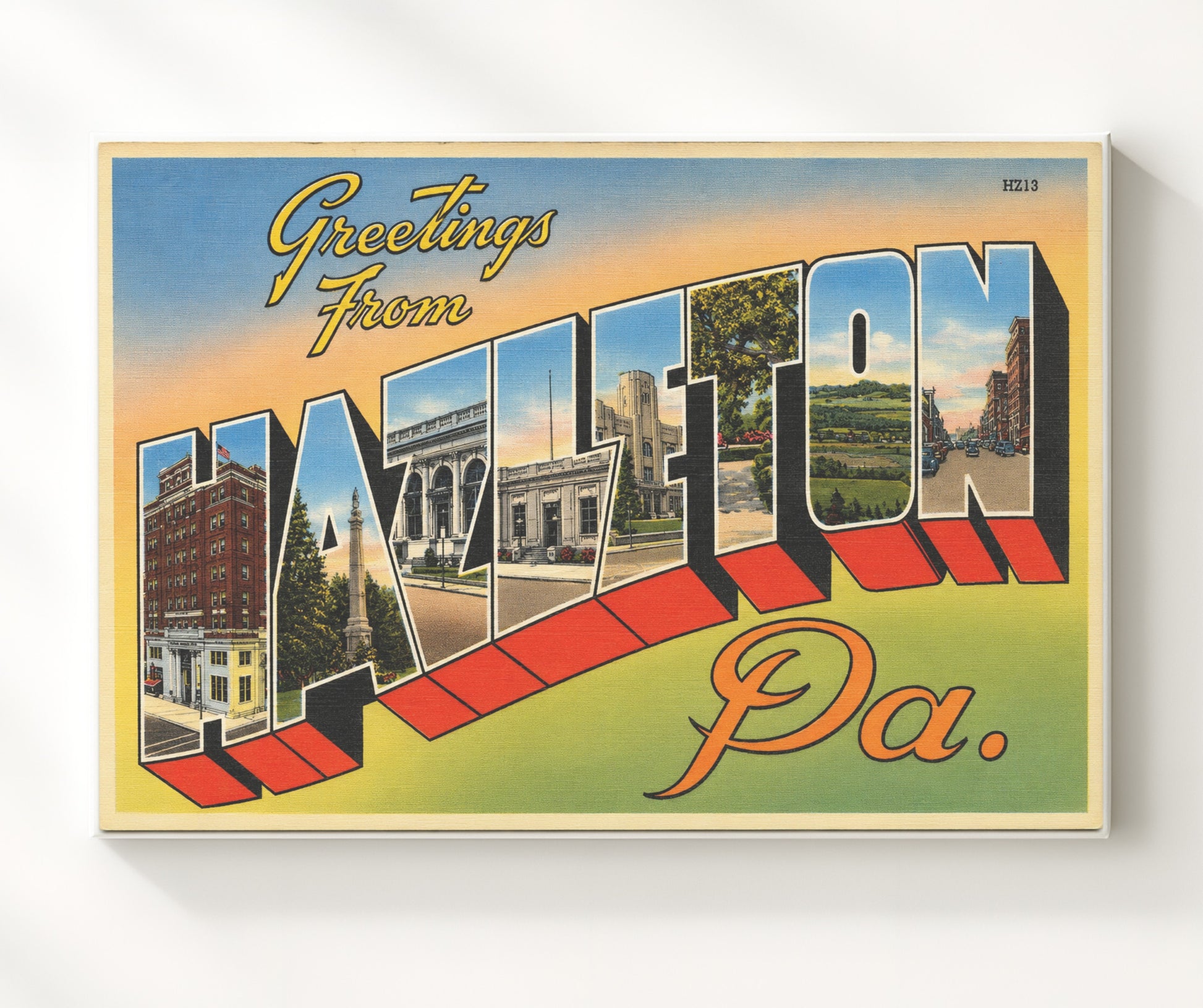 Hazleton, Pennsylvania Vintage Postcard - Vintage American Wall Art 16x20 Canvas Wall Art wall art print – canvas decor