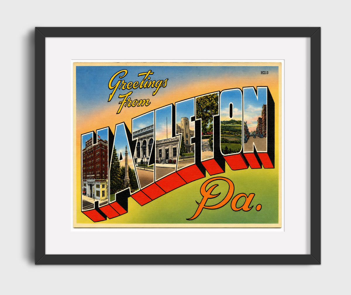 Greetings from Hazleton, Pennsylvania 16x20 Gallery Frame vintage postcard wall art