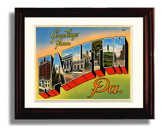 Hazleton, Pennsylvania Vintage Postcard - Vintage American Wall Art Framed 8x10 Matted Beveled Frame wall art print – framed decor