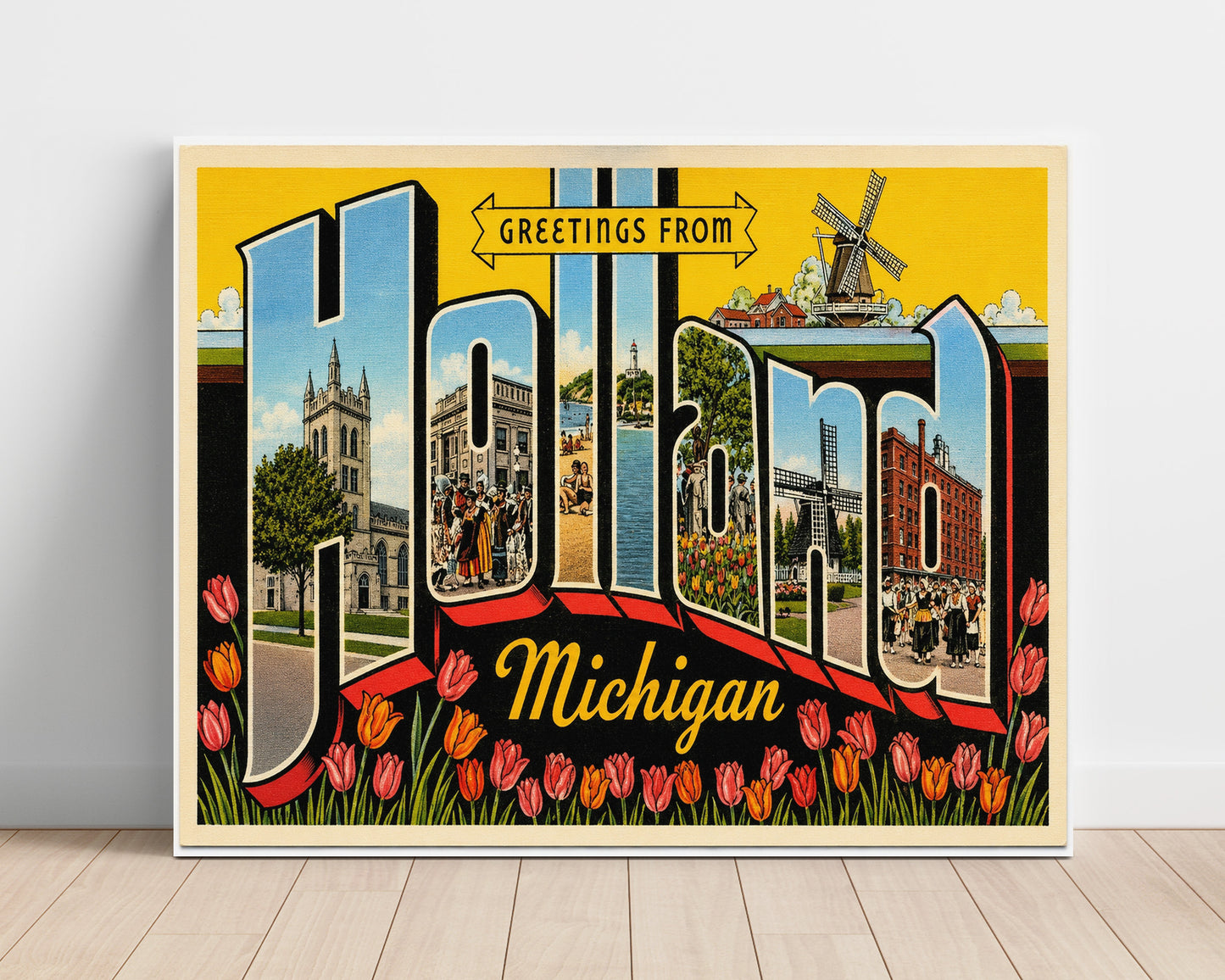 Holland, Michigan Vintage Postcard - Vintage American Wall Art Unframed 8x10 in Plastic Sleeve wall art print – unframed decor