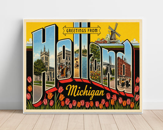 Greetings from Holland, Michigan Postcard - 16x20 Unframed Print