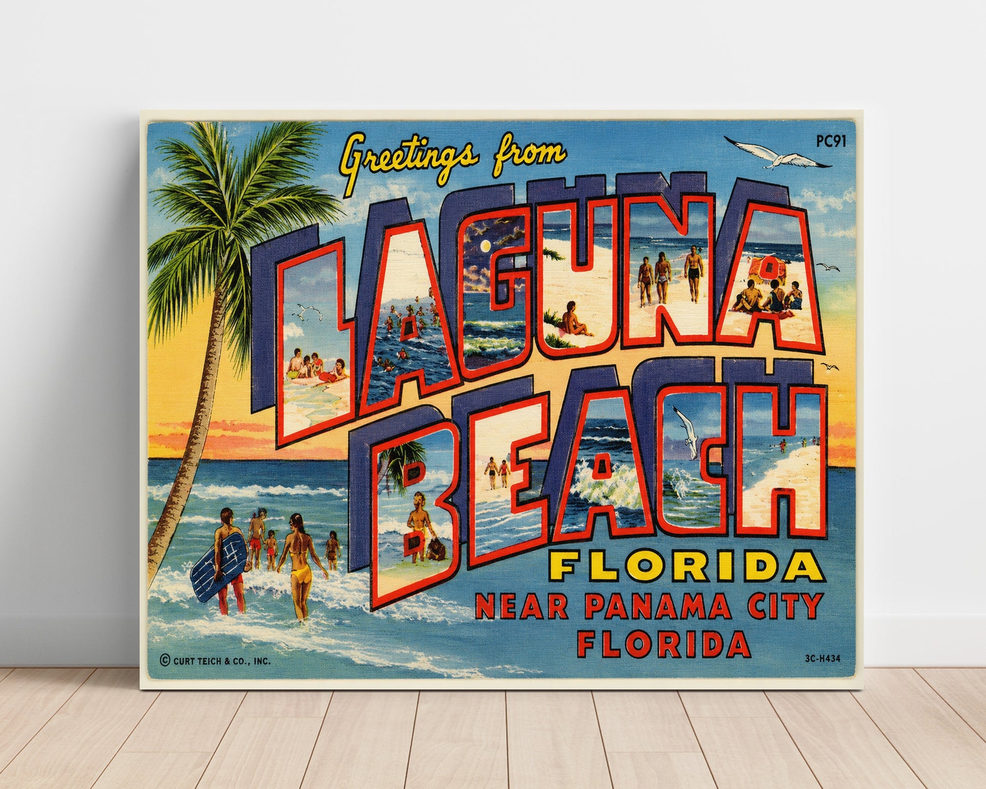 Laguna Beach Florida Near Panama City Vintage Postcard - Vintage American Wall Art Unframed 8x10 in Plastic Sleeve wall art print – unframed decor