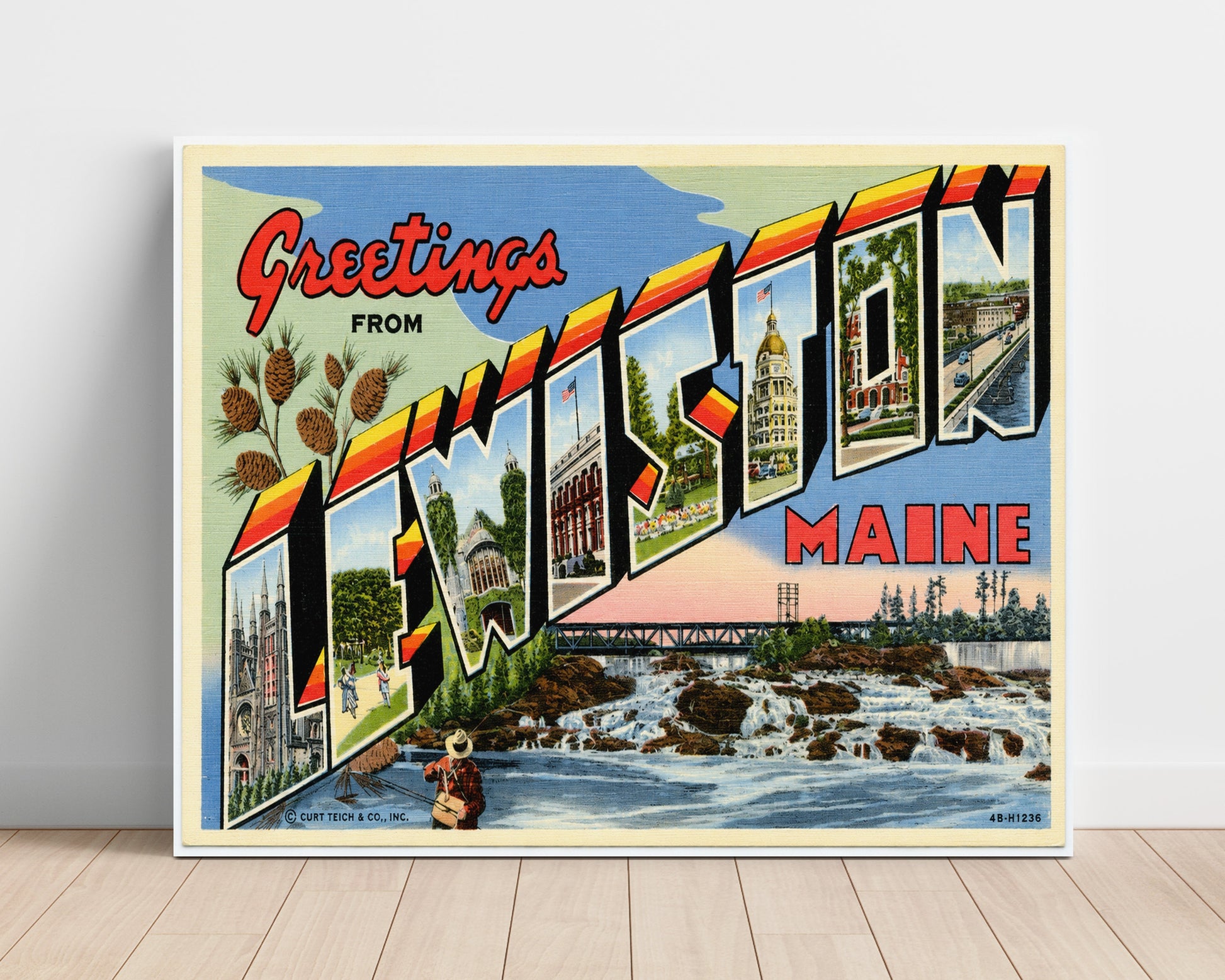Lewiston, Maine Vintage Postcard - Vintage American Wall Art Unframed 8x10 in Plastic Sleeve wall art print – unframed decor