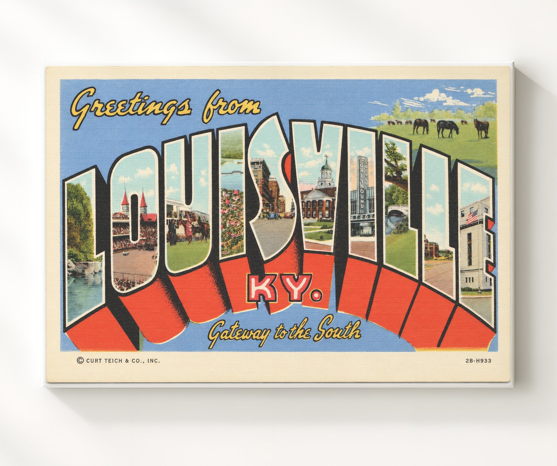 Louisville Kentucky Gateway to the South Vintage Postcard - Vintage American Wall Art 16x20 Canvas Wall Art wall art print – canvas decor