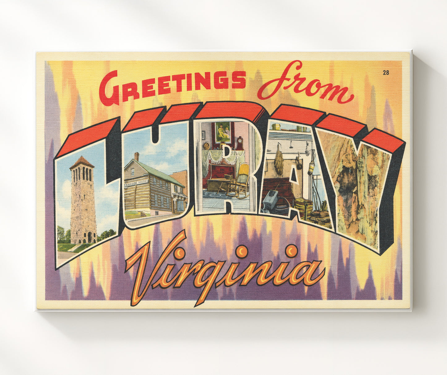 Luray Virginia Caverns Vintage Postcard - Vintage American Wall Art 16x20 Canvas Wall Art wall art print – canvas decor