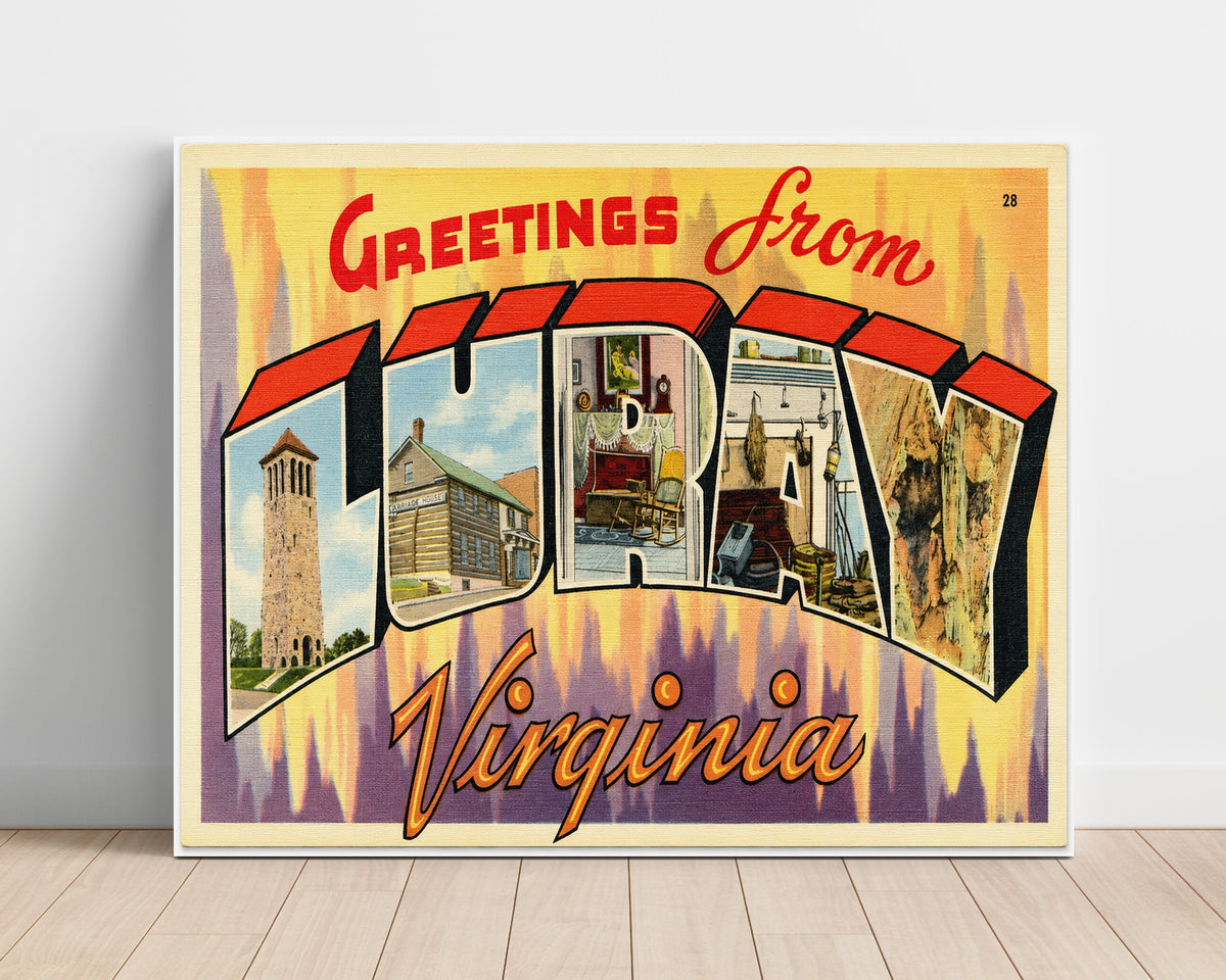 Greetings from Luray, Virginia - Caverns 8x10 Unframed Print vintage postcard wall art