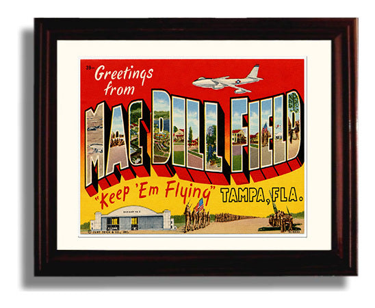 MacDill Field Tampa, Florida Vintage Postcard - Vintage American Wall Art Framed 8x10 Matted Beveled Frame wall art print – framed decor