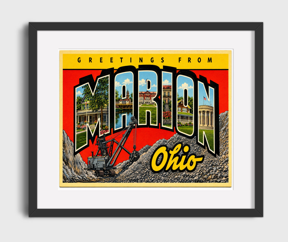 Greetings from Marion, Ohio 16x20 Gallery Frame vintage postcard wall art