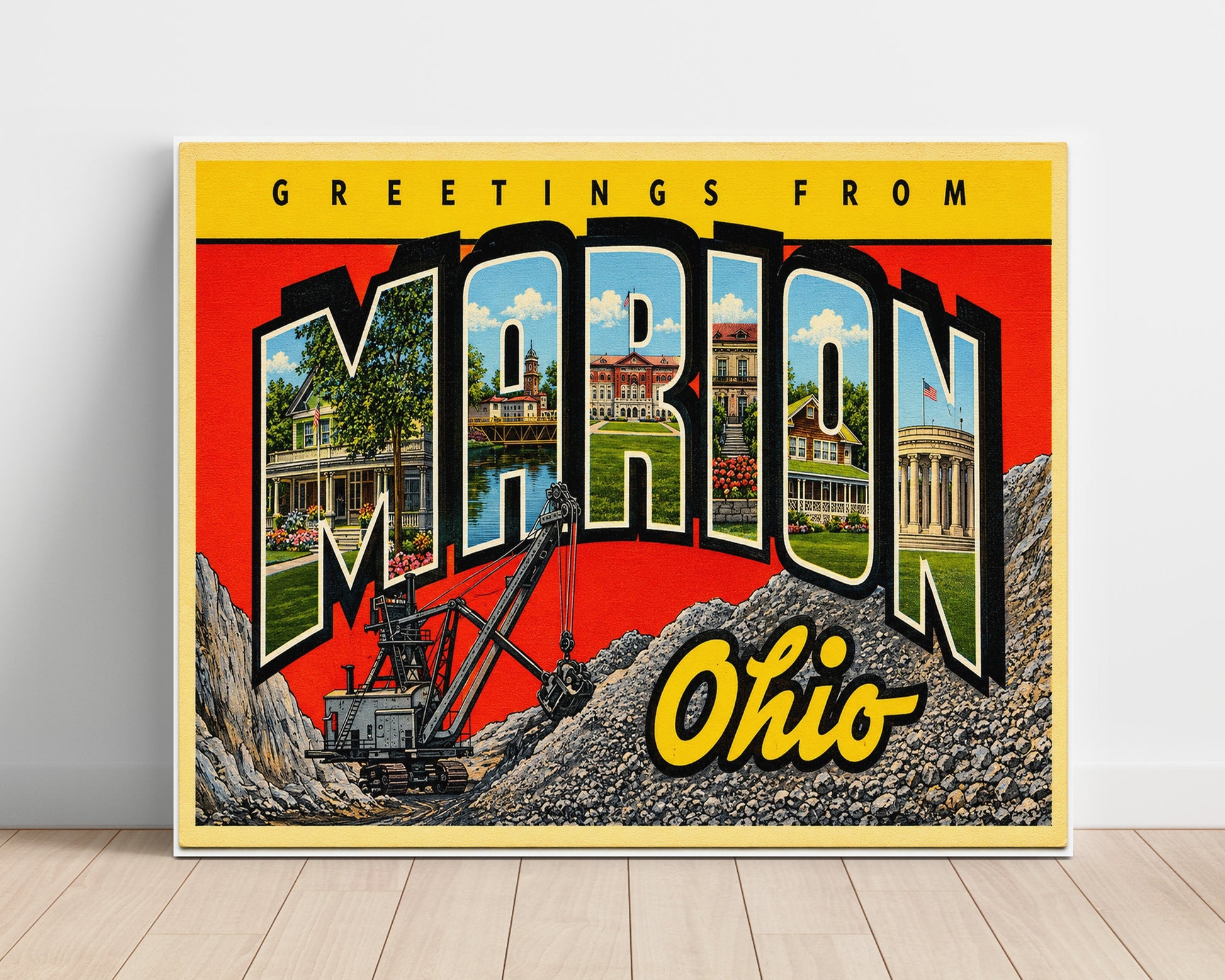 Greetings from Marion, Ohio 8x10 Unframed Print vintage postcard wall art