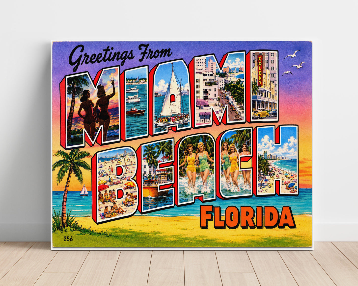 Miami Beach, Florida Vintage Postcard - Vintage American Wall Art Unframed 8x10 in Plastic Sleeve wall art print – unframed decor