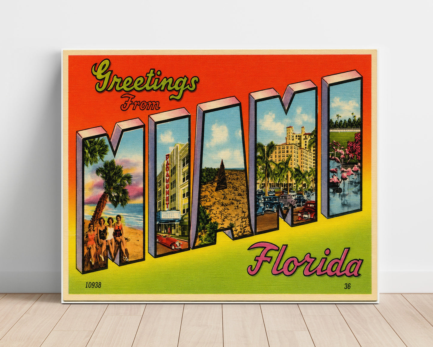 Miami, Florida Vintage Postcard - Vintage American Wall Art Unframed 8x10 in Plastic Sleeve wall art print – unframed decor