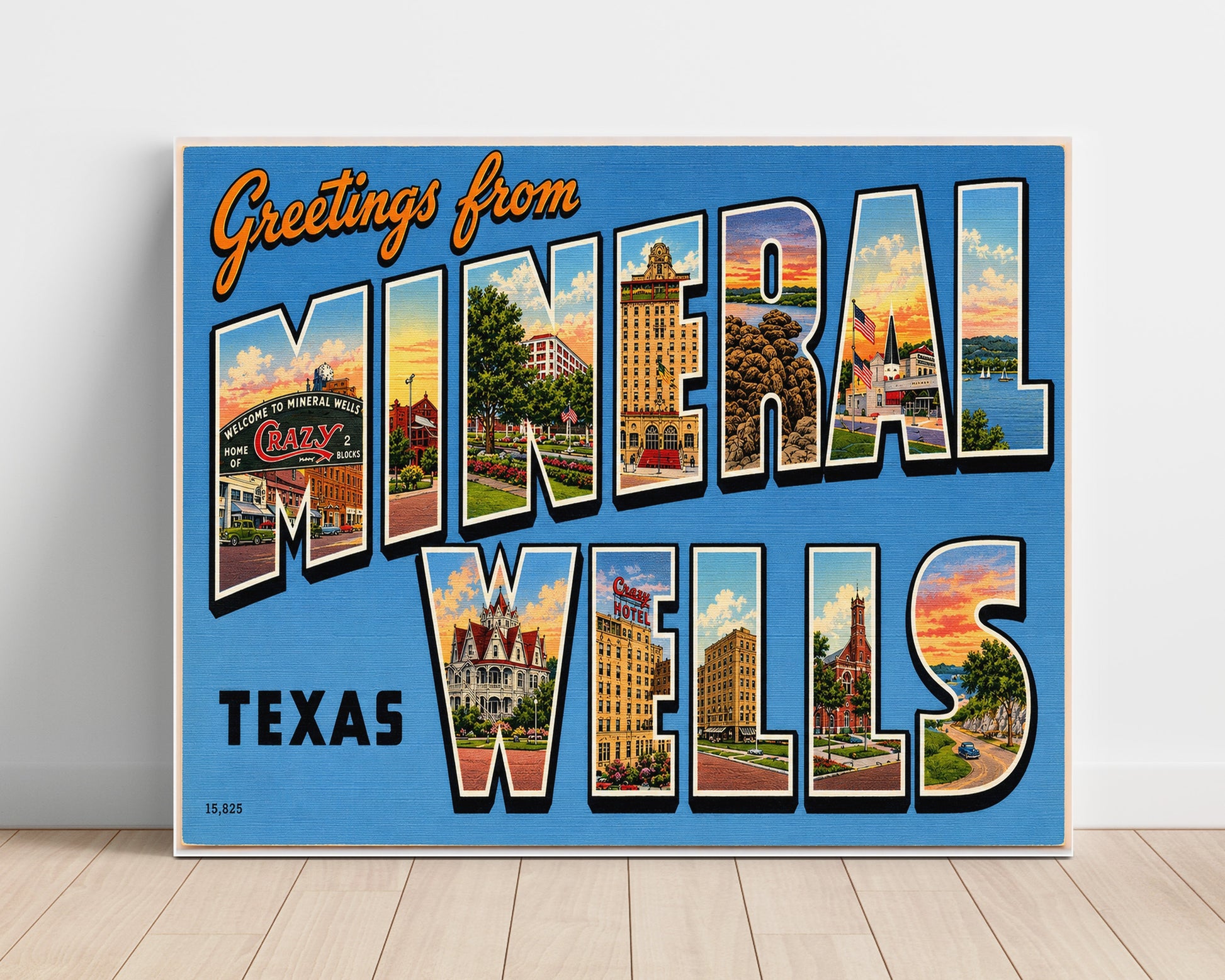 Mineral Wells, Texas Vintage Postcard - Vintage American Wall Art Unframed 8x10 in Plastic Sleeve wall art print – unframed decor