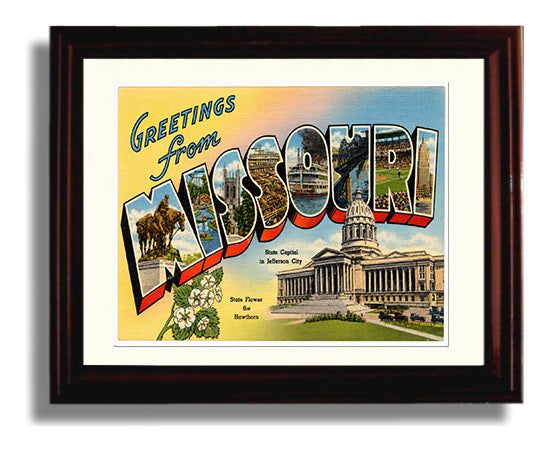 Missouri State Capitol Vintage Postcard - Vintage American Wall Art Framed 8x10 Matted Beveled Frame wall art print – framed decor