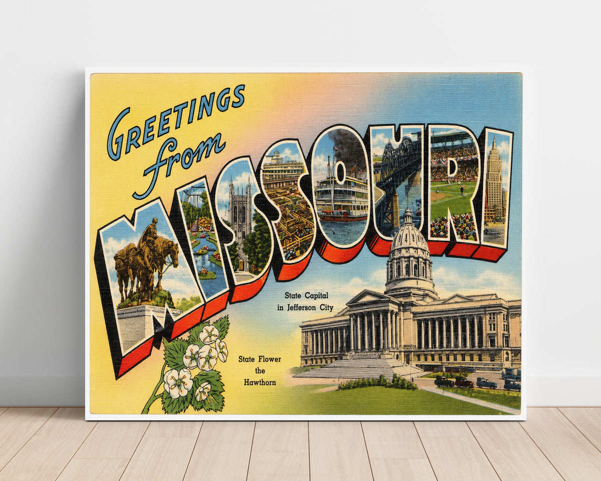 Greetings from Missouri - State Capitol 8x10 Unframed Print vintage postcard wall art