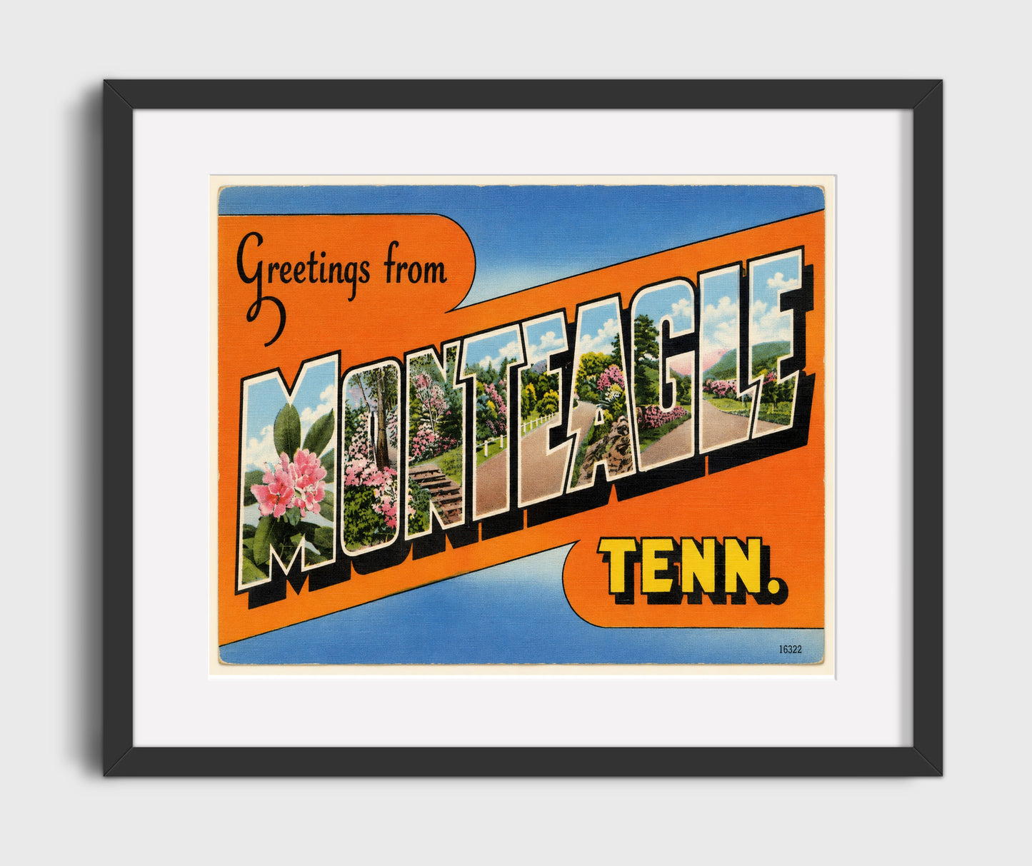 Monteagle, Tennessee Vintage Postcard - Vintage American Wall Art 16x20 Gallery Framed Artwork wall art print – framed decor