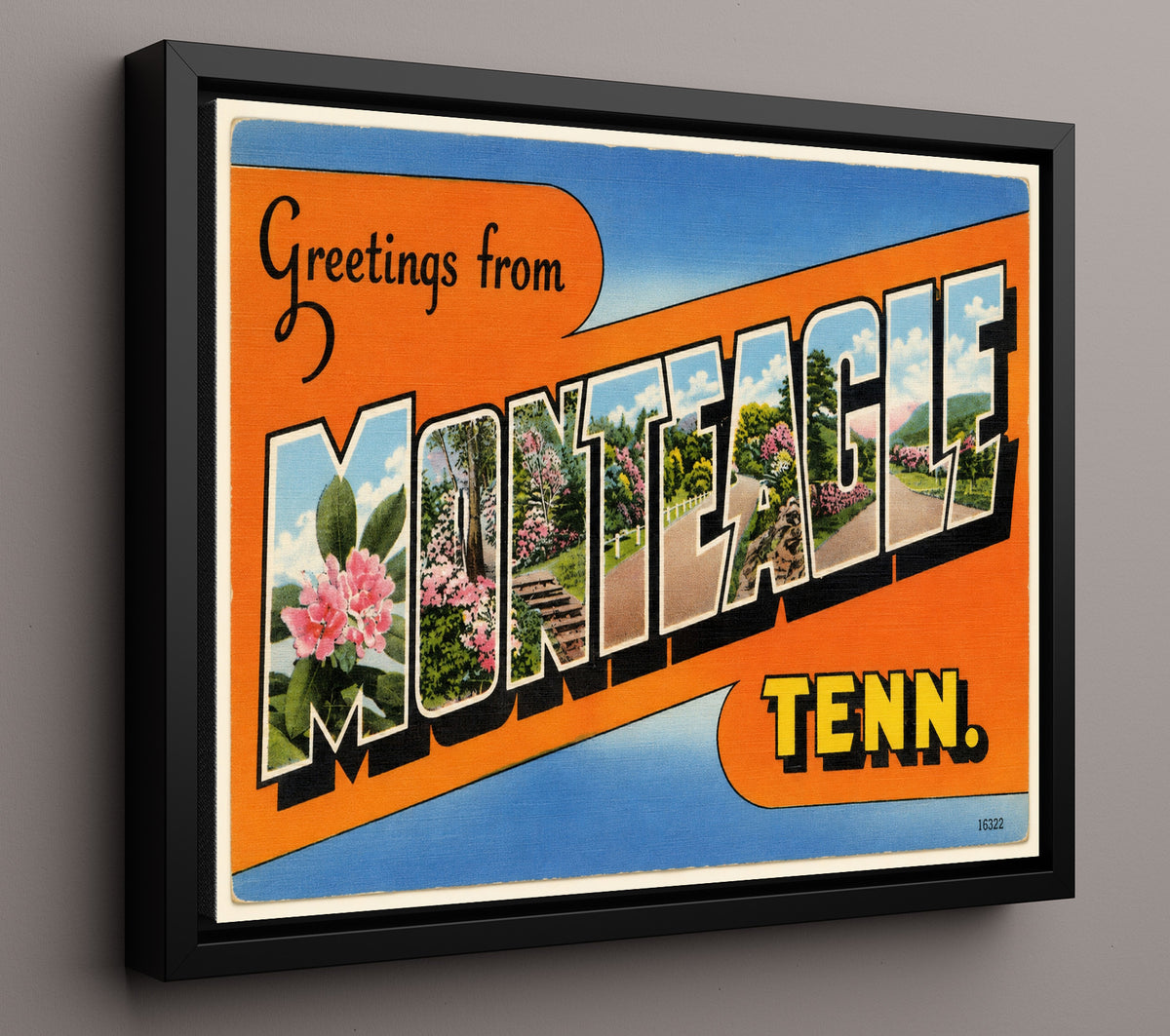 Greetings from Monteagle, Tennessee 8x10 Framed Canvas vintage postcard wall art