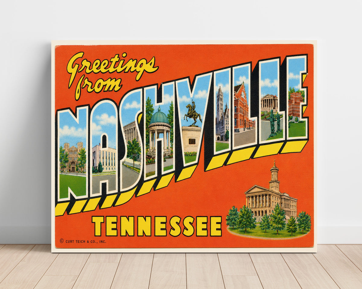 Greetings from Nashville, Tennessee - State Capitol 8x10 Unframed Print vintage postcard wall art
