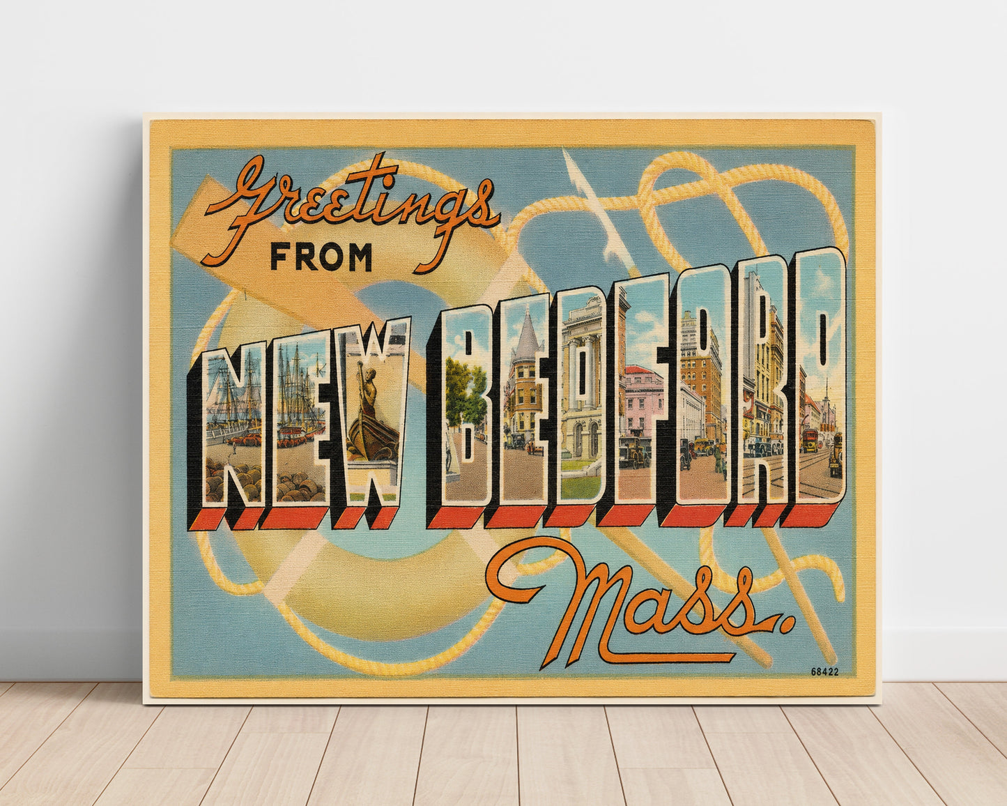 New Bedford, Massachusetts Vintage Postcard - Vintage American Wall Art Unframed 8x10 in Plastic Sleeve wall art print – unframed decor