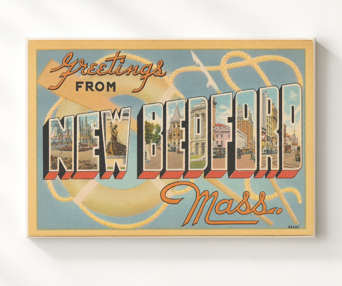 New Bedford, Massachusetts Vintage Postcard - Vintage American Wall Art 16x20 Canvas Wall Art wall art print – canvas decor