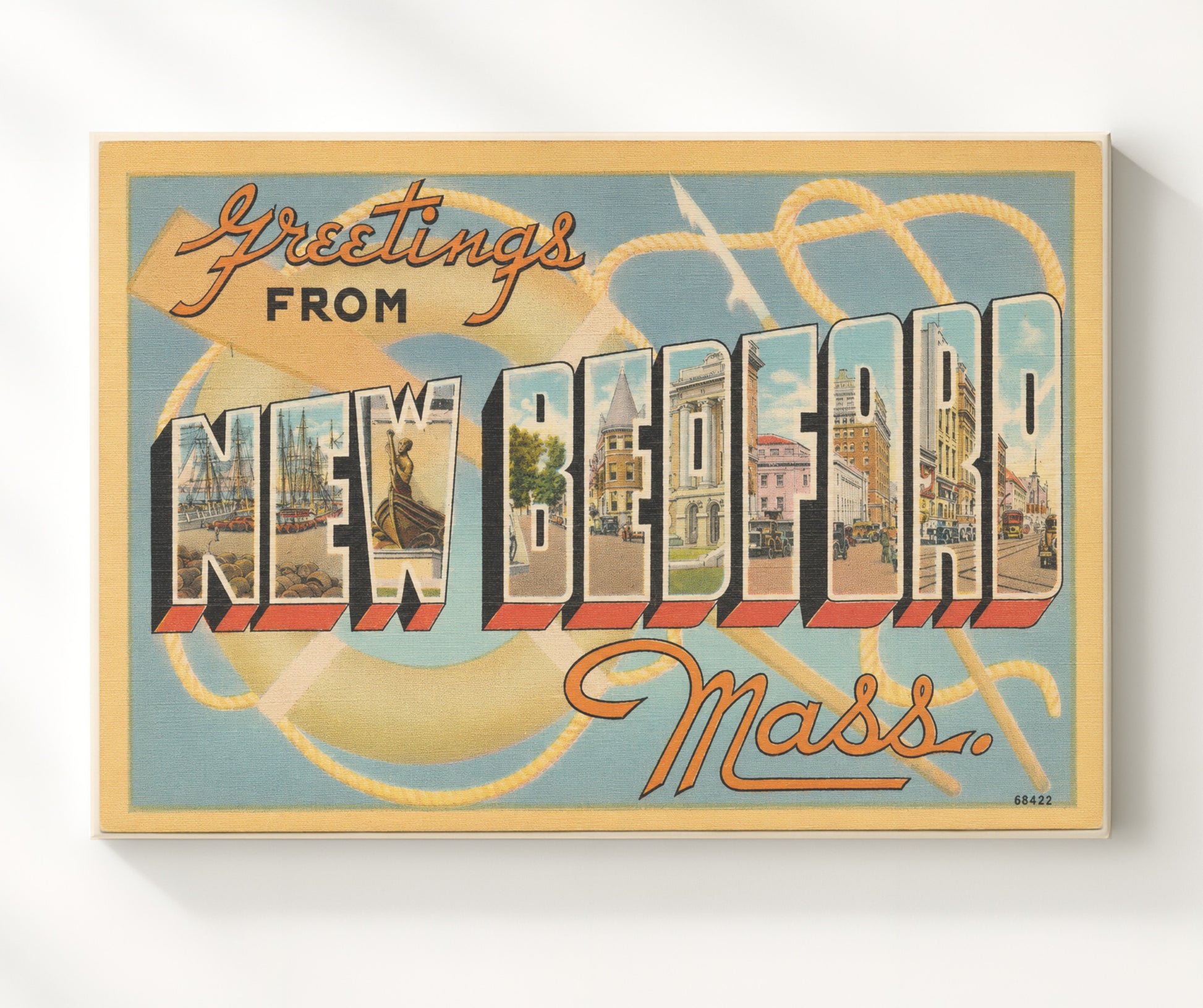 New Bedford, Massachusetts Vintage Postcard - Vintage American Wall Art 16x20 Canvas Wall Art wall art print – canvas decor