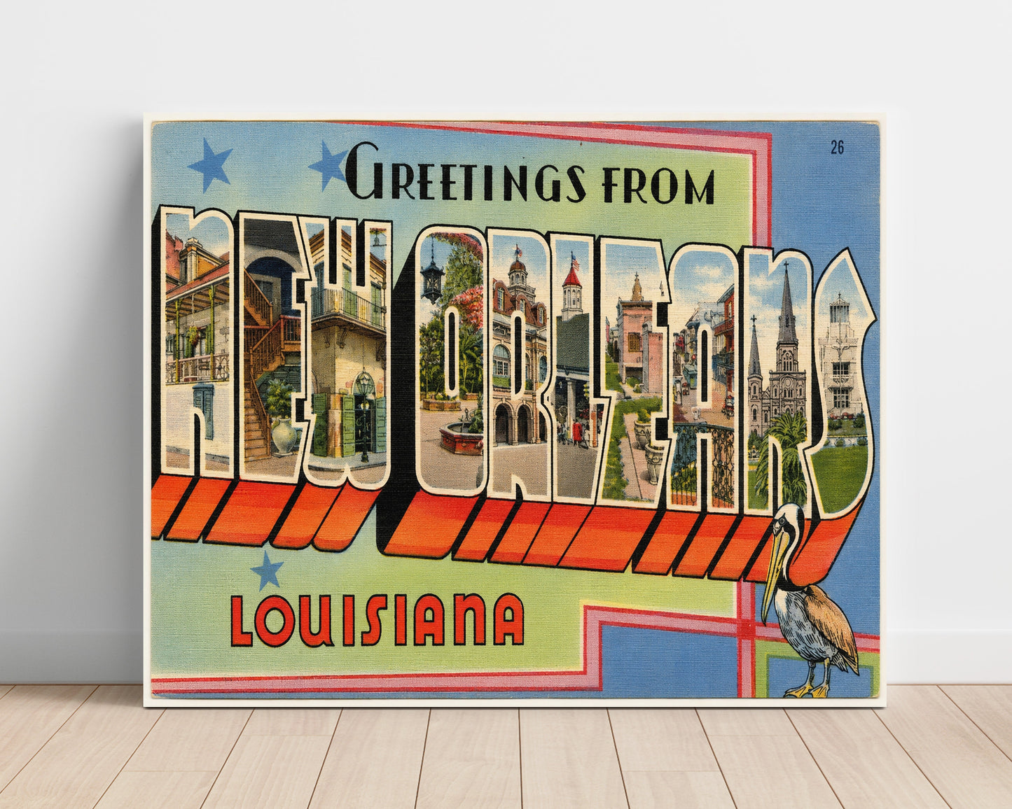 Greetings from New Orleans, Louisiana - French Quarter 8x10 Unframed Print vintage postcard wall art