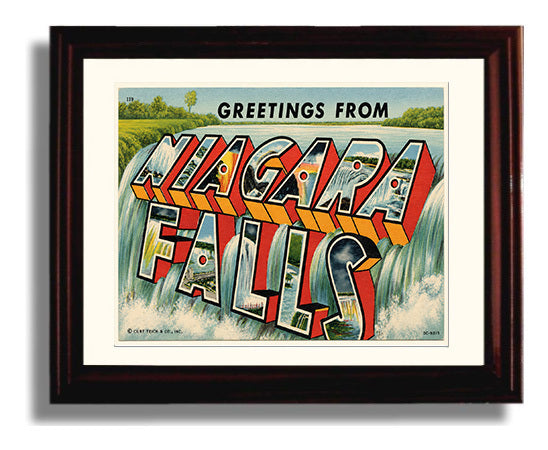 Niagara Falls, New York Vintage Postcard - Vintage American Wall Art Framed 8x10 Matted Beveled Frame wall art print – framed decor
