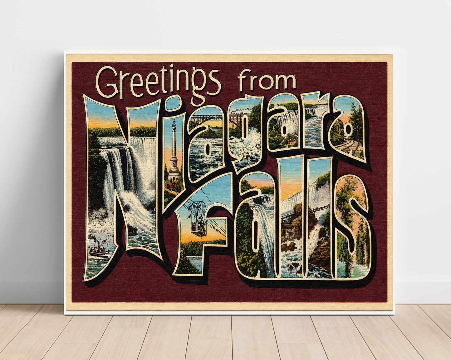 Greetings from Niagara Falls - Scenic Design 8x10 Unframed Print vintage postcard wall art